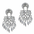 Tehzeeb Creations Women's Silver Colour Oxidised Earrings With Kundan | Grocsy
