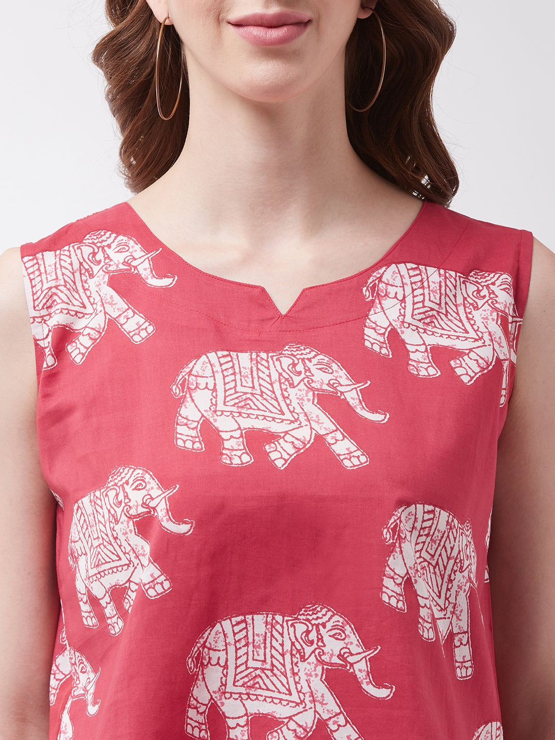 InWeave Red Elephant Sleeveless Top | Grocsy