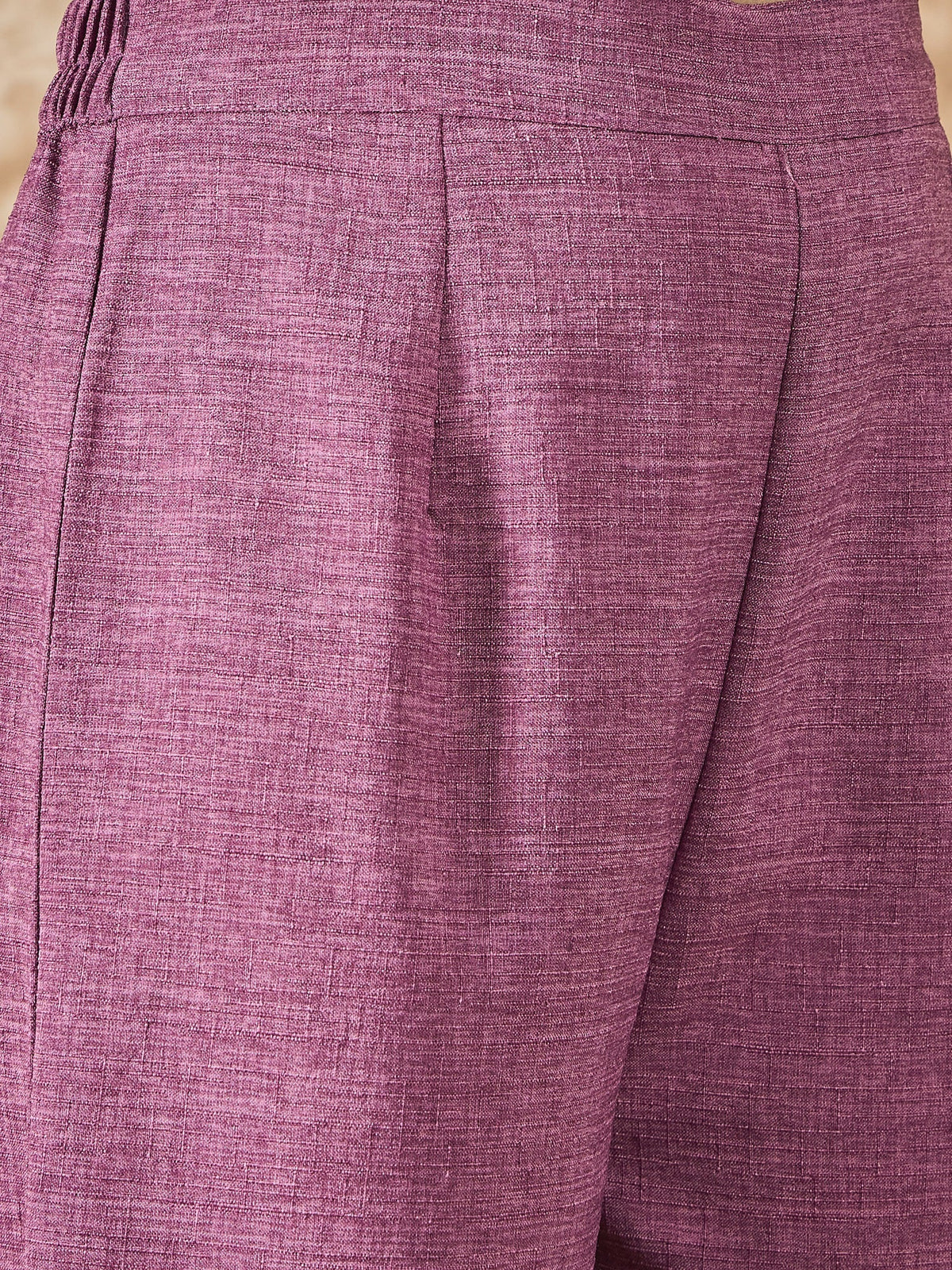 InWeave Dusty Mauve V Neck Aline Kurta Set | Grocsy
