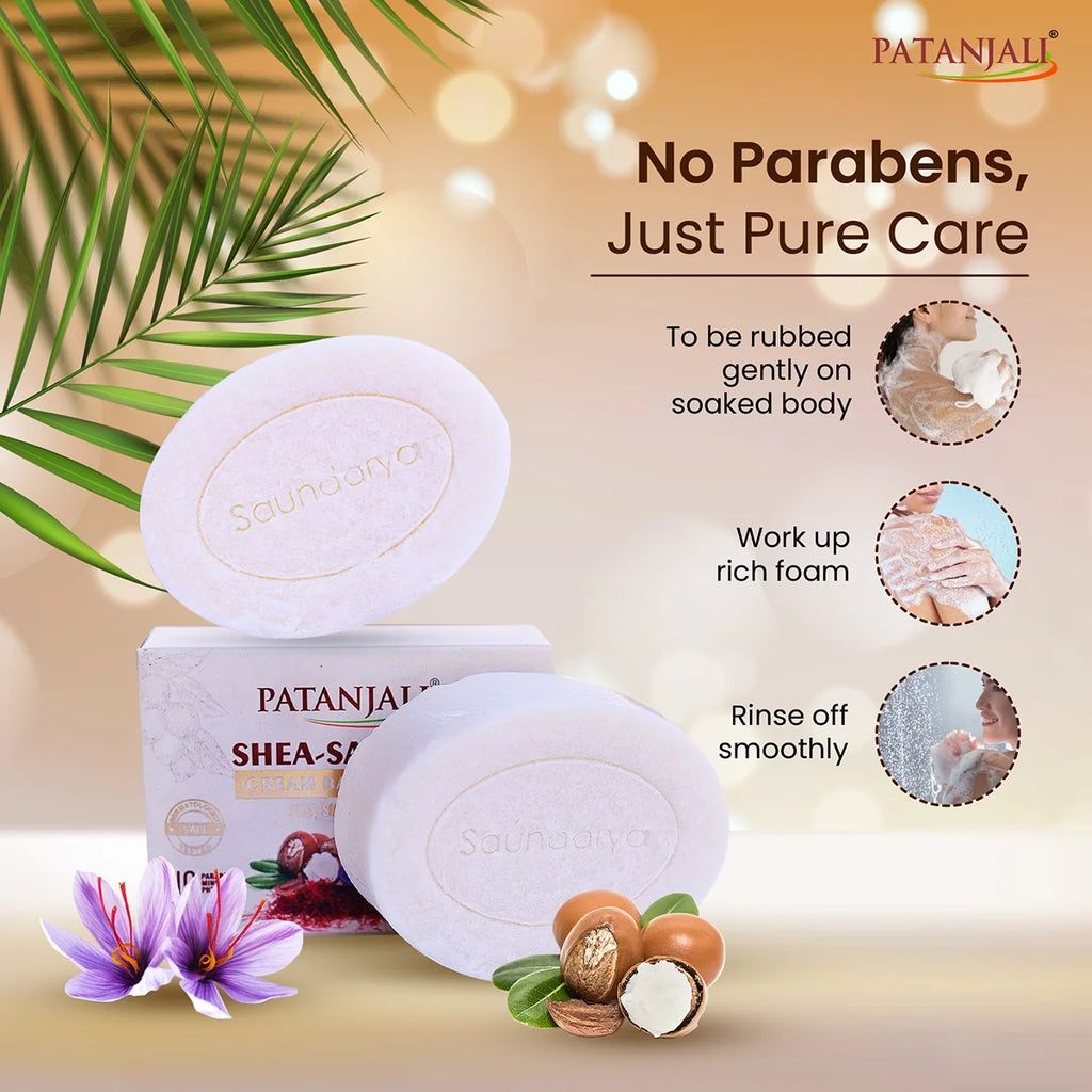 Patanjali Shea- Saffron Cream Bathing Bar 125g (B3 G1) | Grocsy