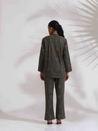 trueBrowns Green Cotton Print Shirt Top & Pants Co-ord Set | Grocsy