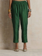trueBrowns Dark Green Silk Arkali Flared Kurta Set | Grocsy