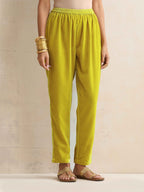 trueBrowns Lime Velvet Kurta Co-ord Set | Grocsy
