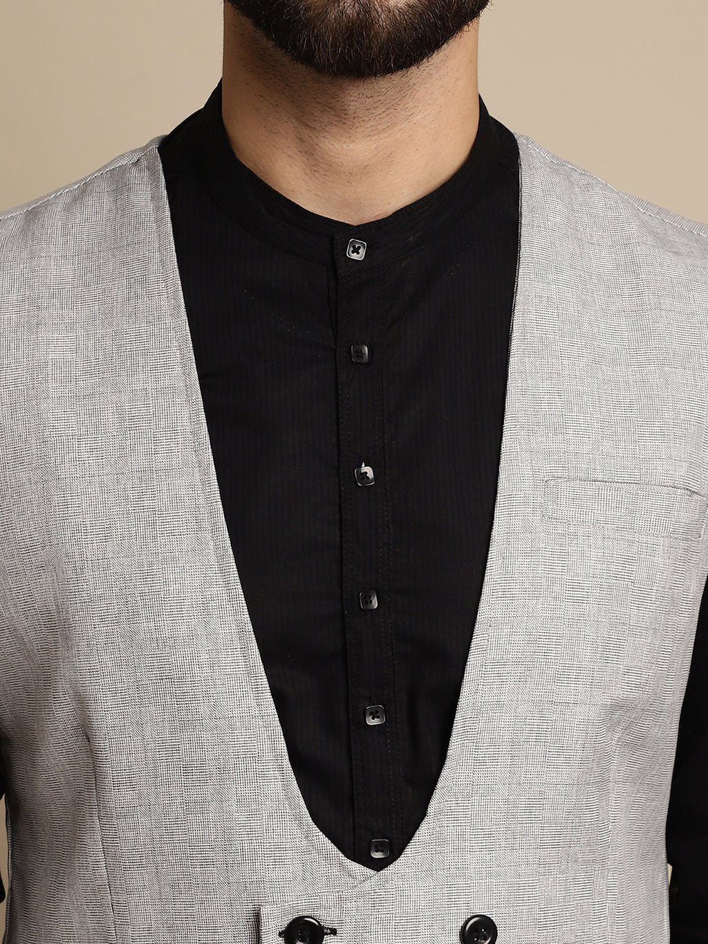 Even Apparels Men's Grey Double Breast Waistcoat | Grocsy