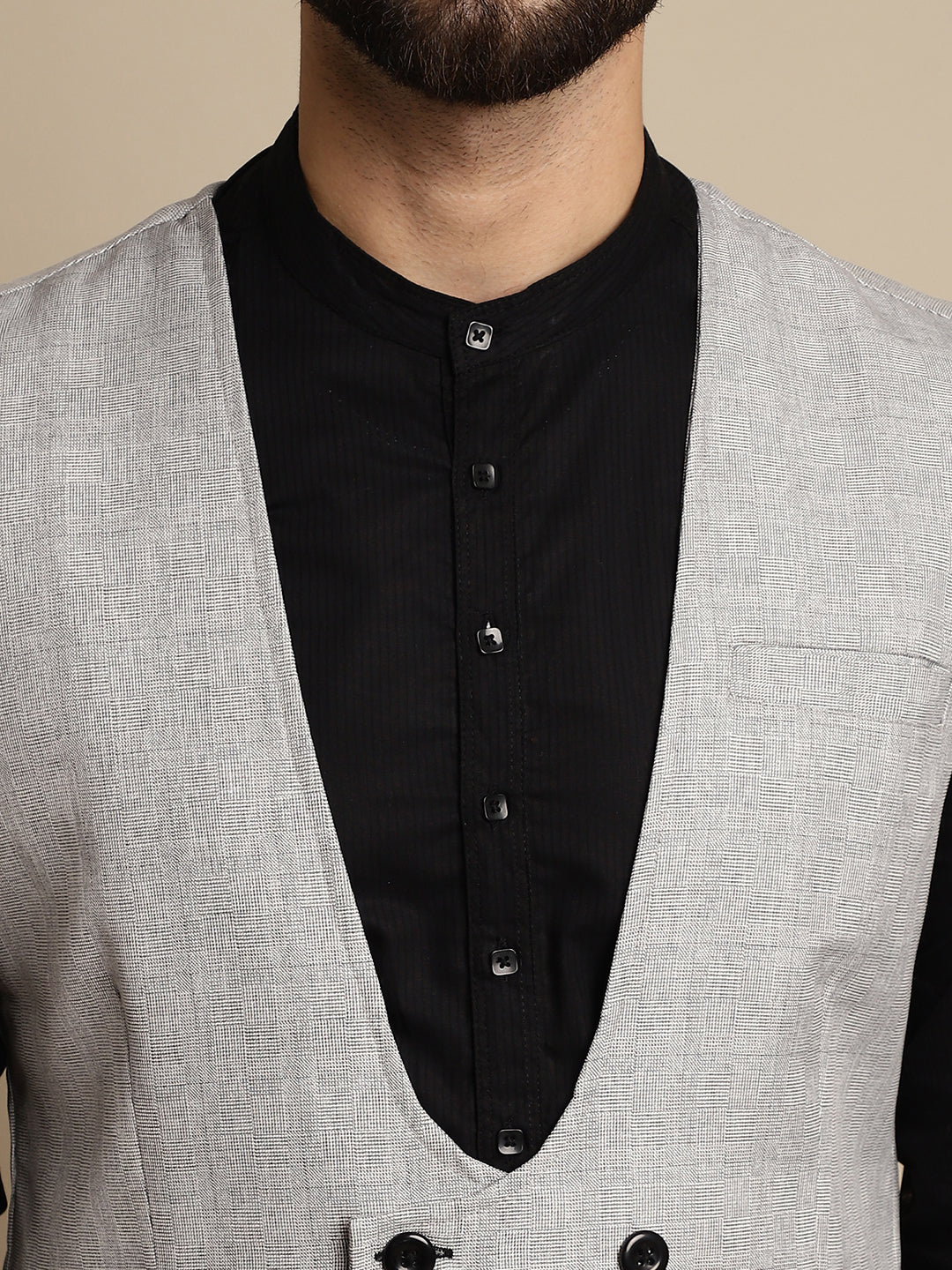 Even Apparels Men's Grey Double Breast Waistcoat | Grocsy
