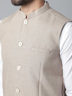 Even Apparels Men's Brown Nehru Jacket With Welt Pockets | Grocsy