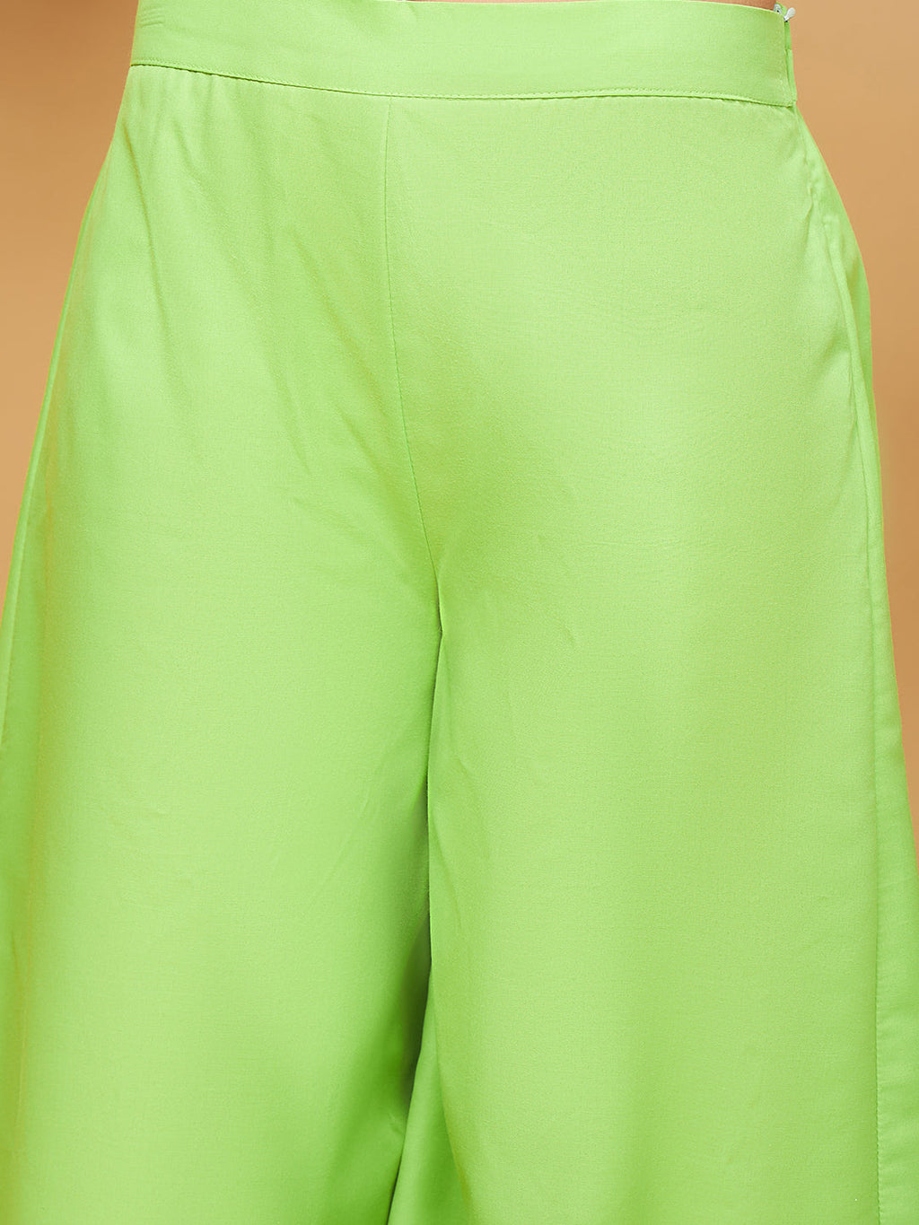 InWeave Women's Lime Green Short Kurta Palazzo Set | Grocsy