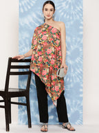 InWeave Women's Mutli Peacock Japanese Art Oneshoulder Top | Grocsy