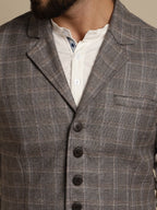 Even Apparels Men's Brown Waistcoat with Notched Lapel | Grocsy