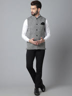 Even Apparels Men's Grey Pure Wool Nehru Jacket | Grocsy