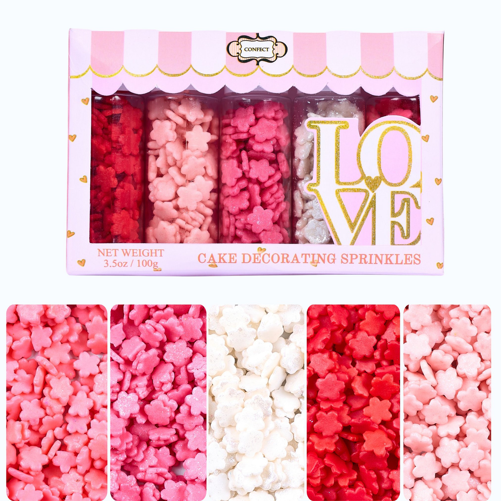 Confect Valentine Sprinkles | 06 Edible Decoration for Baking & Dessert | Grocsy