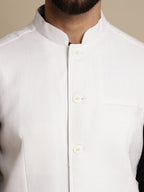 Even Apparels Men's White Mandarin Collar Waistcoat | Grocsy