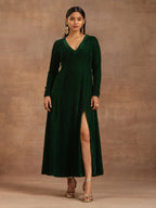 trueBrowns Green Velvet Dress | Grocsy