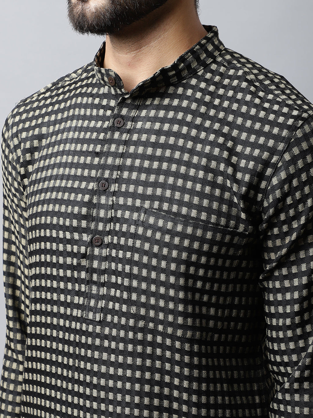Even Apparels Brown Pure Cotton Kurta With Band Collar | Grocsy