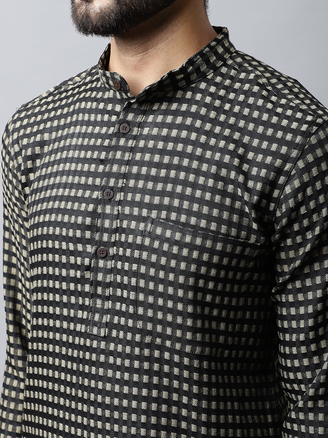Even Apparels Brown Pure Cotton Kurta With Band Collar | Grocsy