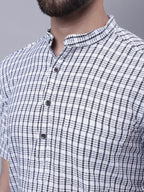 Even Apparels Multi Pure Cotton Short Sleeves Kurta With Band Collar | Grocsy