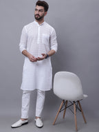 Even Apparels White Pure Cotton Kurta With Band Collar | Grocsy