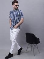 Even Apparels Blue Pure Cotton Short Kurta With Band Collar | Grocsy