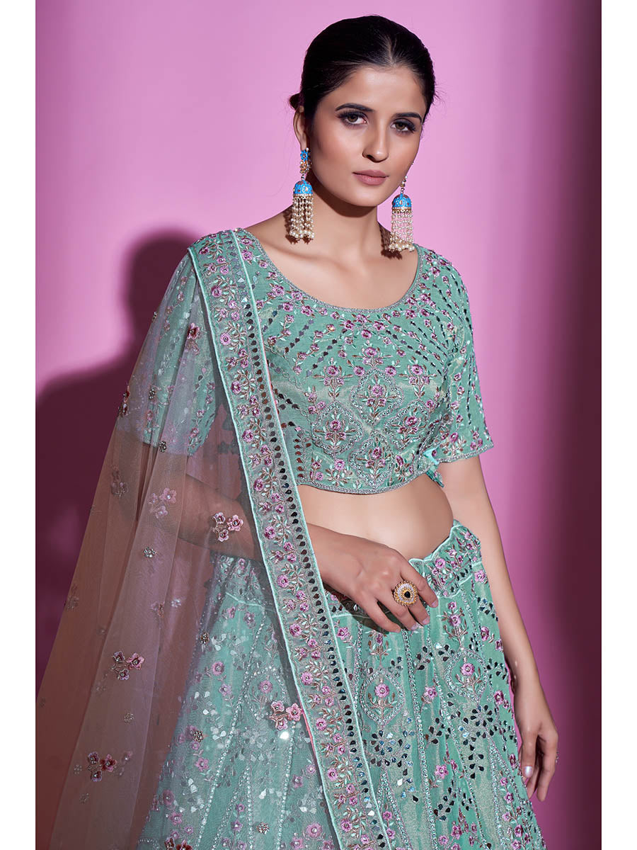 Myra Blue Gota Silk Embroidered Designer Lehenga Choli | Grocsy