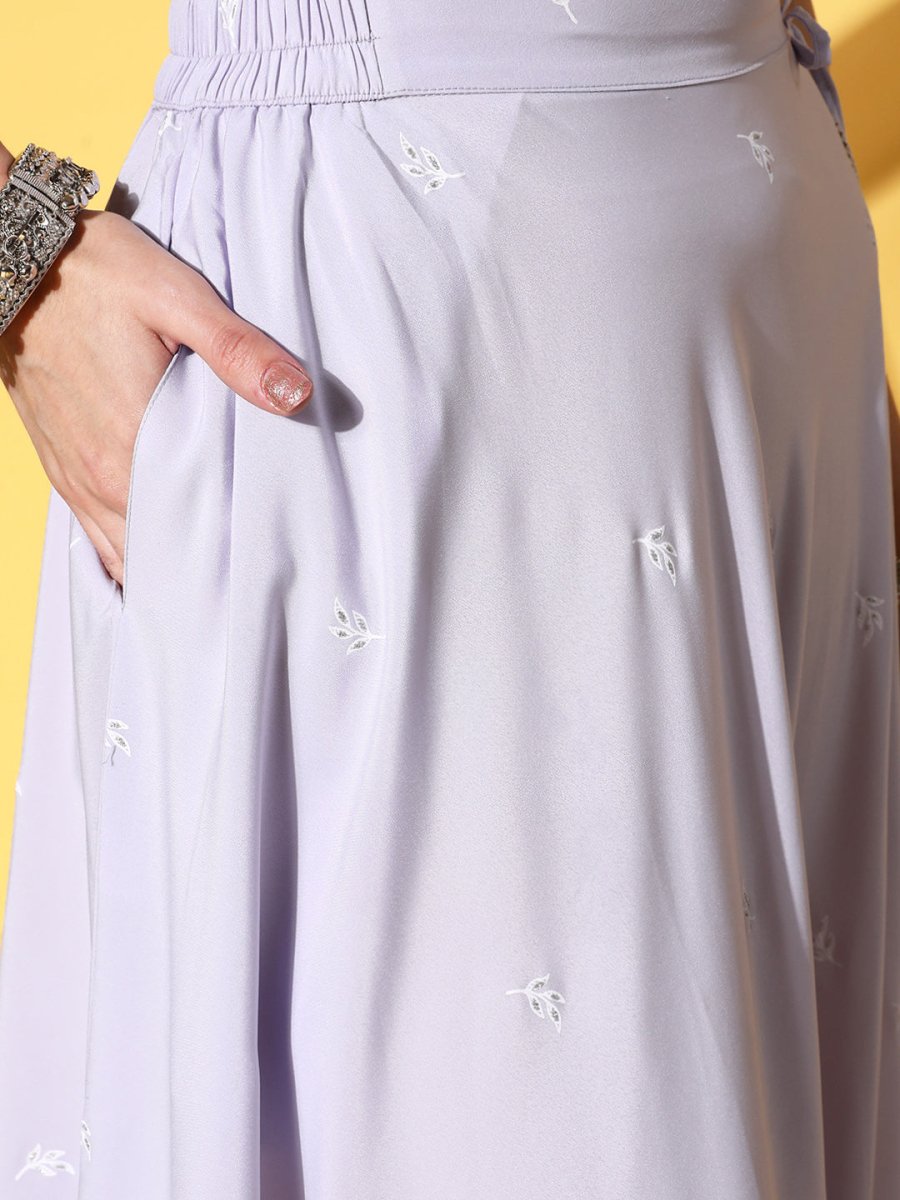 Ahalyaa Blue & White Printed Sequinned Ready to Wear Lehenga & Blouse With Dupatta | Grocsy