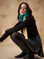 InWeave Women's Cyan Blue Fur Neckpiece | Grocsy