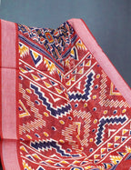 Shades of Navy Blue Colour Patola Print Semi Chanderi Saree By Gayathri Reddy Designer Studio | Grocsy