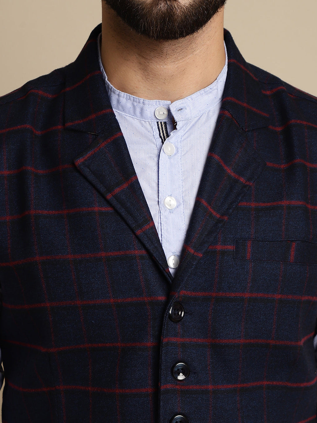 Even Apparels Men's Blue Waistcoat with Notched Lapel | Grocsy