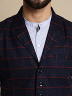 Even Apparels Men's Blue Waistcoat with Notched Lapel | Grocsy