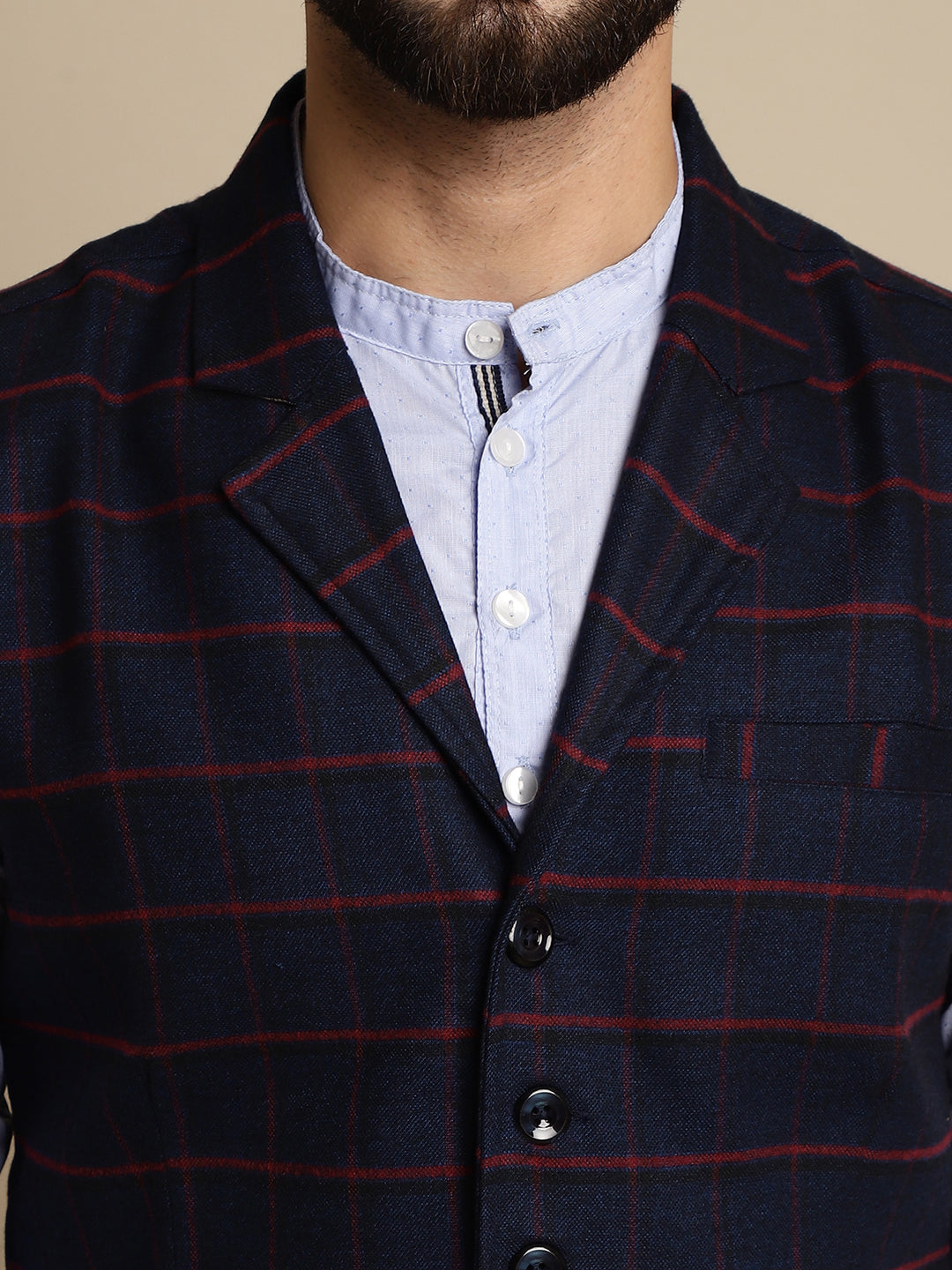 Even Apparels Men's Blue Waistcoat with Notched Lapel | Grocsy