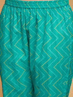InWeave Women's Aqua S Print Alia Cut Gota Work Kurta Set W Aqua Le Du | Grocsy