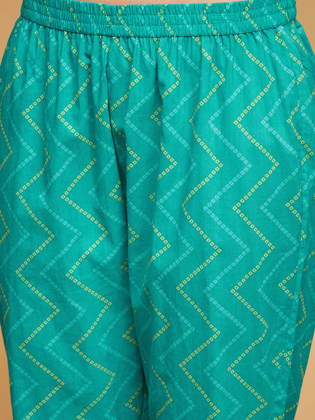 InWeave Women's Aqua S Print Alia Cut Gota Work Kurta Set W Aqua Le Du | Grocsy
