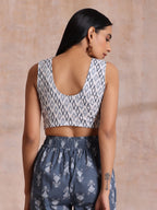trueBrowns Grey On Grey Ikat Print Cotton Pant Suit Set | Grocsy