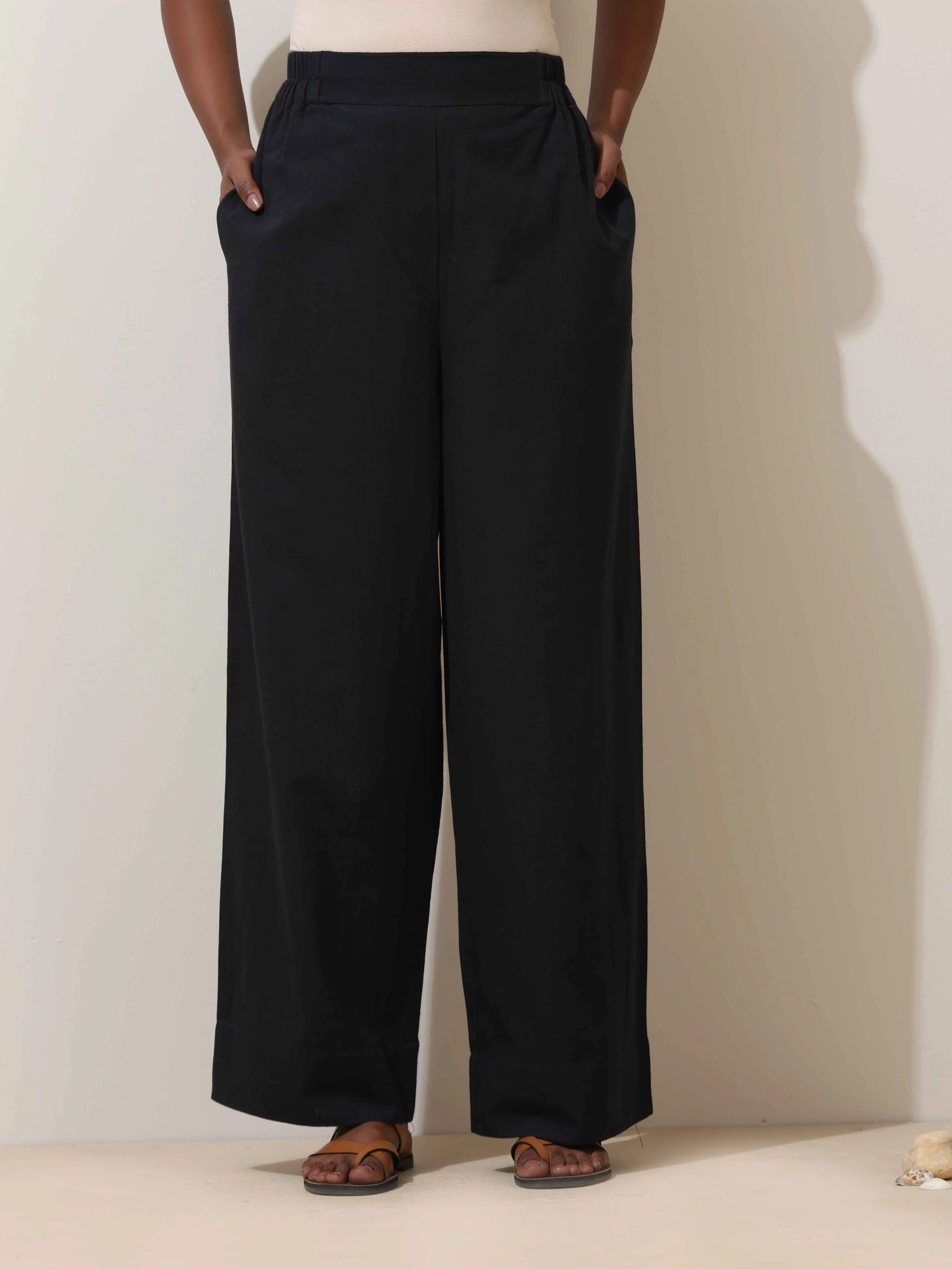 trueBrowns Black Cotton Linen Co-Ord Set | Grocsy