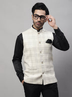 Even Apparels Men's Cream Pure Wool Nehru Jacket | Grocsy