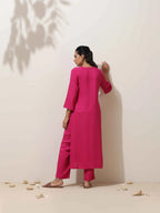 trueBrowns Pink Viscose Kurta Pant Set | Grocsy