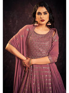 Myra Mauve Real Georgette Designer Gown Style Suit | Grocsy
