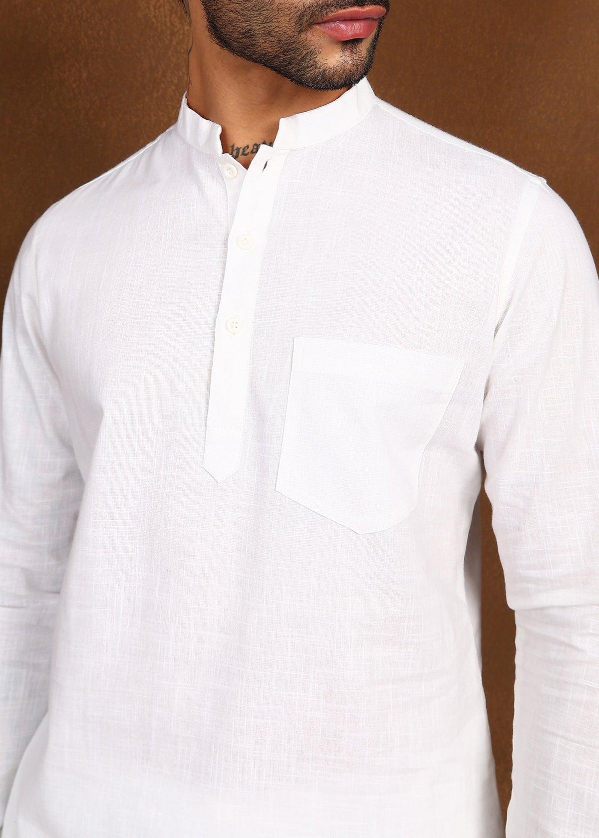 Fabmade Ivory Ease Linen Short Kurta Co-Ord Set | Grocsy