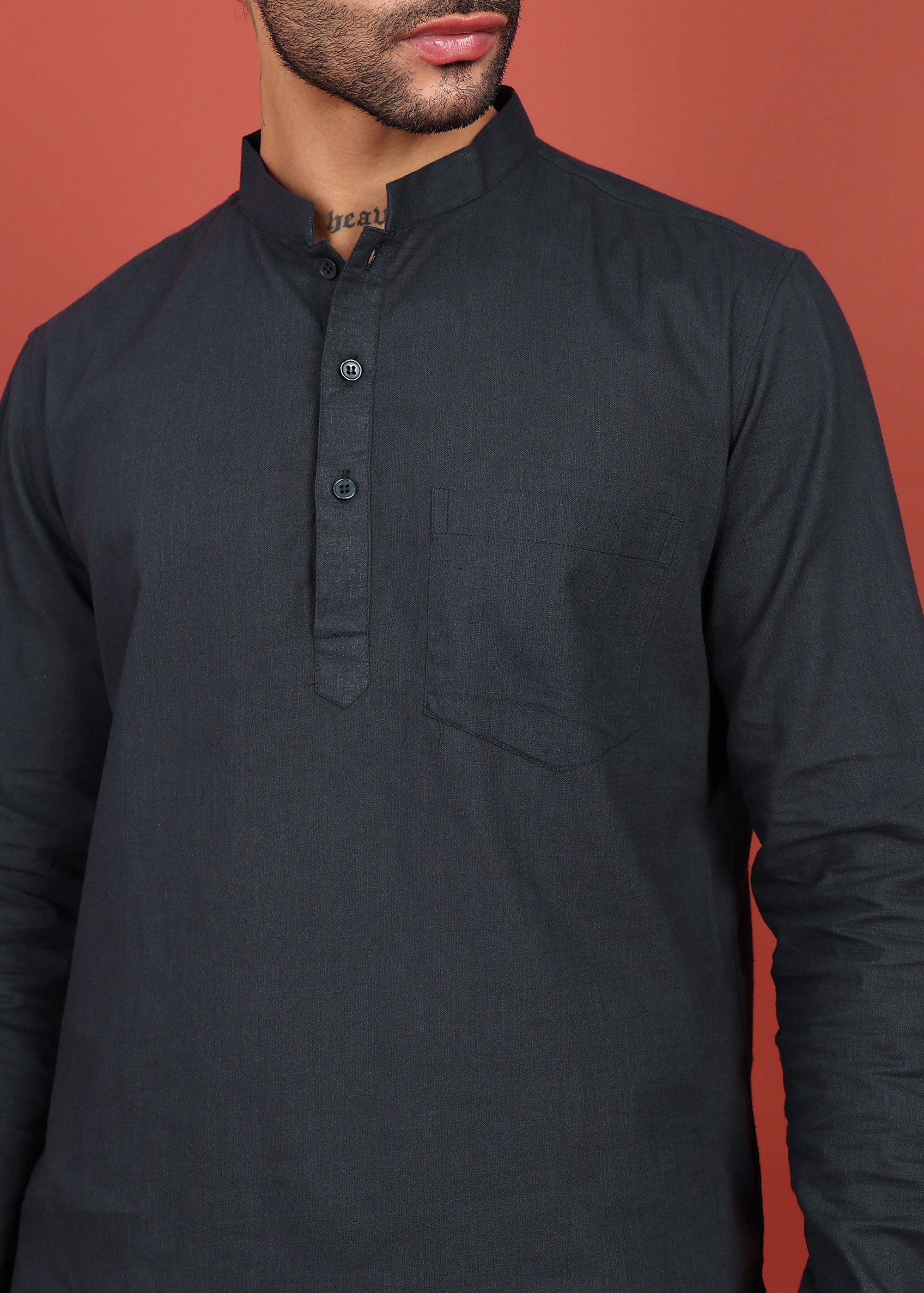 Fabmade Onyx Noir Short Kurta Co-Ord Set | Grocsy
