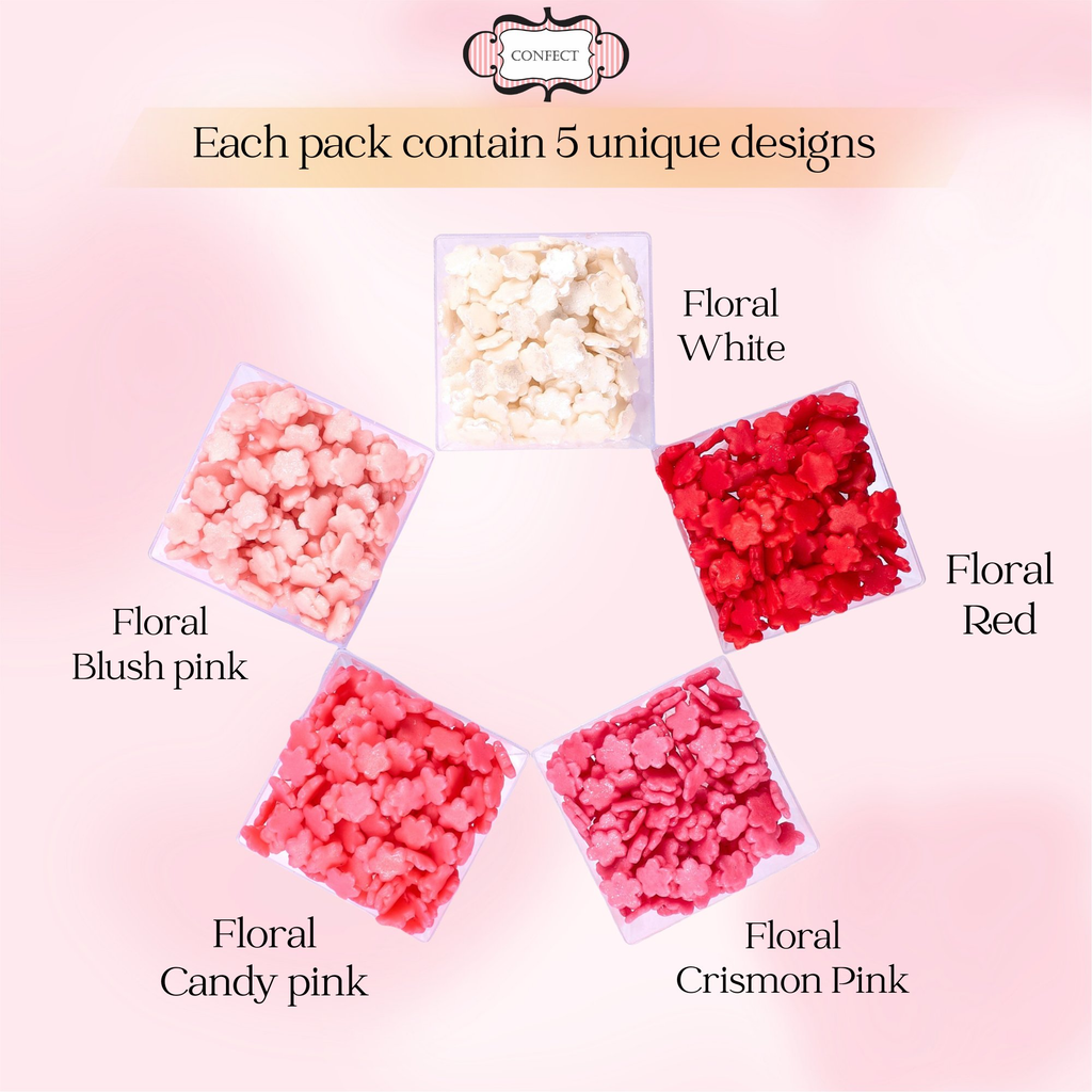 Confect Valentine Sprinkles | 06 Edible Decoration for Baking & Dessert | Grocsy