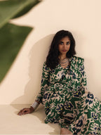 trueBrowns Green Muslin Ikat Saree | Grocsy
