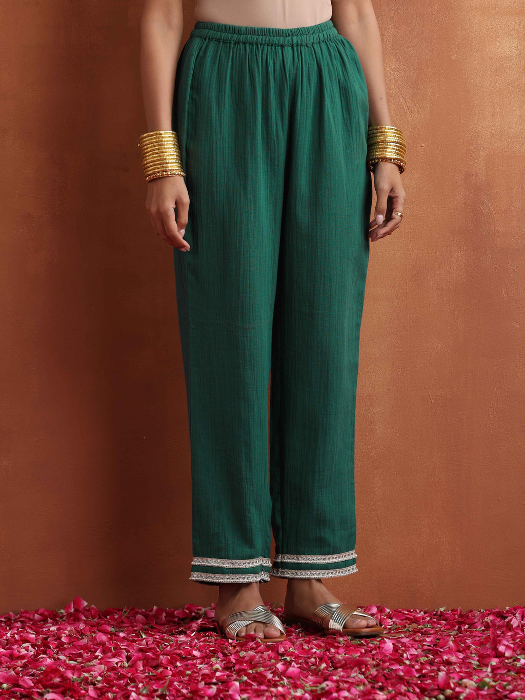 trueBrowns Green Cotton A-line Kurta Set | Grocsy