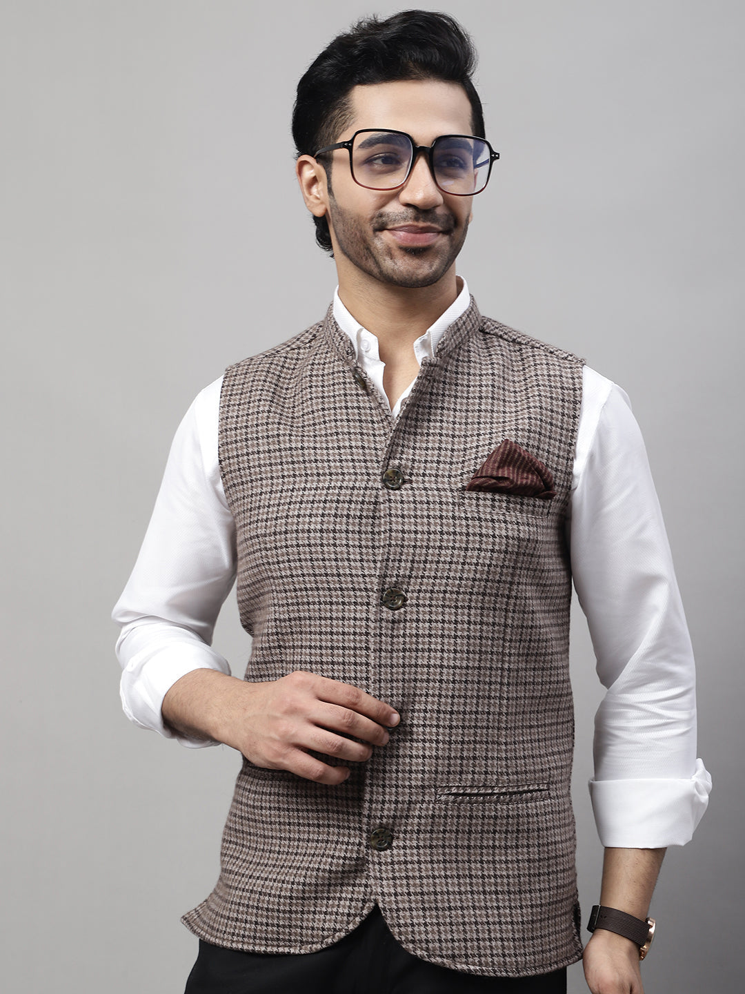 Even Apparels Men's Beige Pure Wool Nehru Jacket | Grocsy