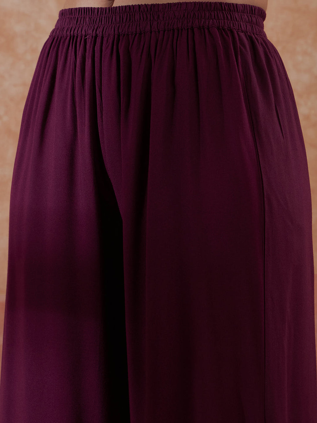 InWeave Women's Burgundy Emb Assymetrical Kurta Pant Set | Grocsy