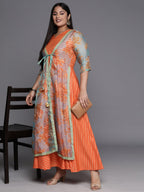 Ahalyaa Plus Size V-Neck Maxi Ethnic Dress | Grocsy