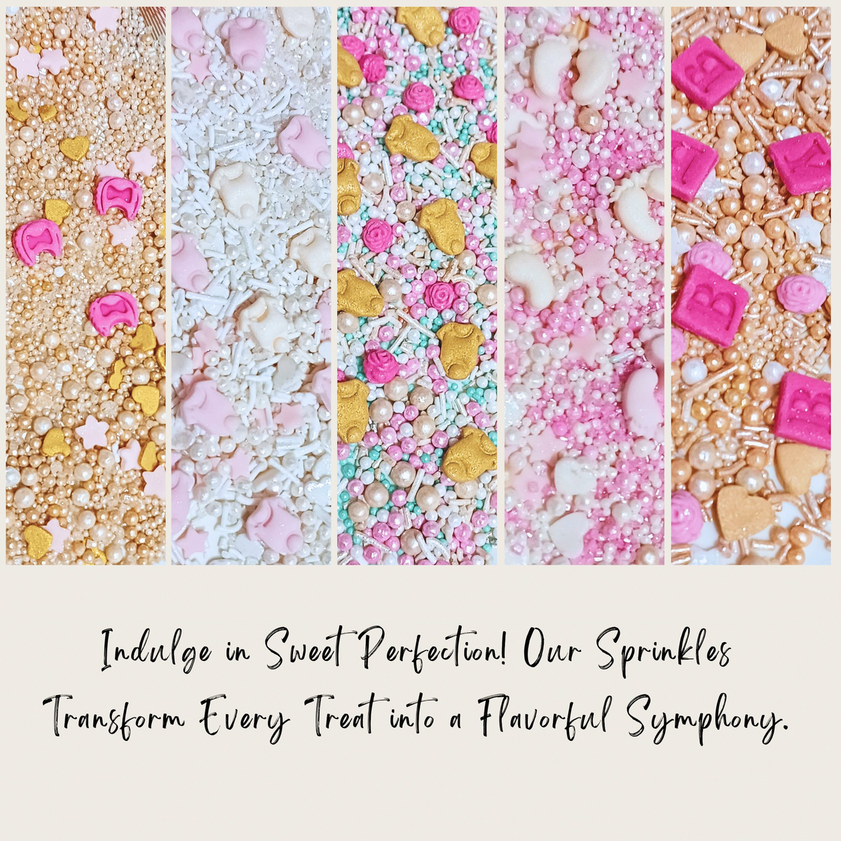 Confect Girls Baby Shower Sprinkles | Mix Heart, Teddy, Baby Feed Bottle & Baby Feet Sprinkles | Grocsy