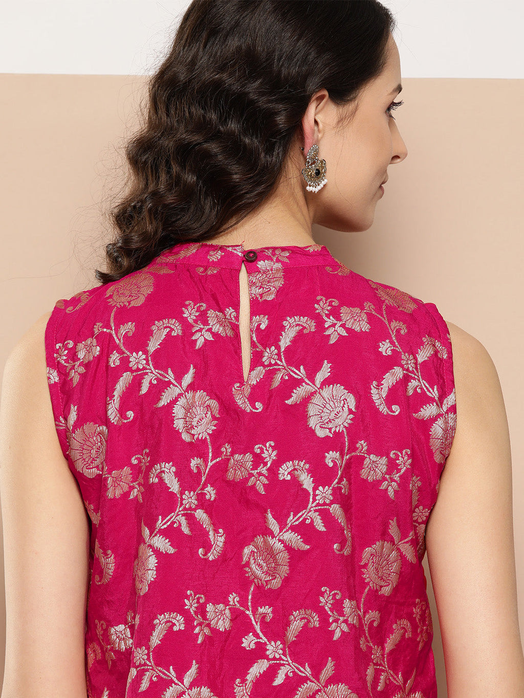 InWeave Women's Fuchsia Brocade Halter Top | Grocsy