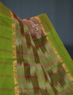 Dual Shades of Beige Mangalagiri Ikkat Cotton Saree By Gayathri Reddy Designer Studio | Grocsy