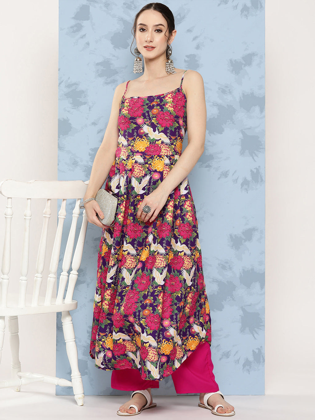 InWeave Women's Navy Bird Japanese Art Strappy Set | Grocsy
