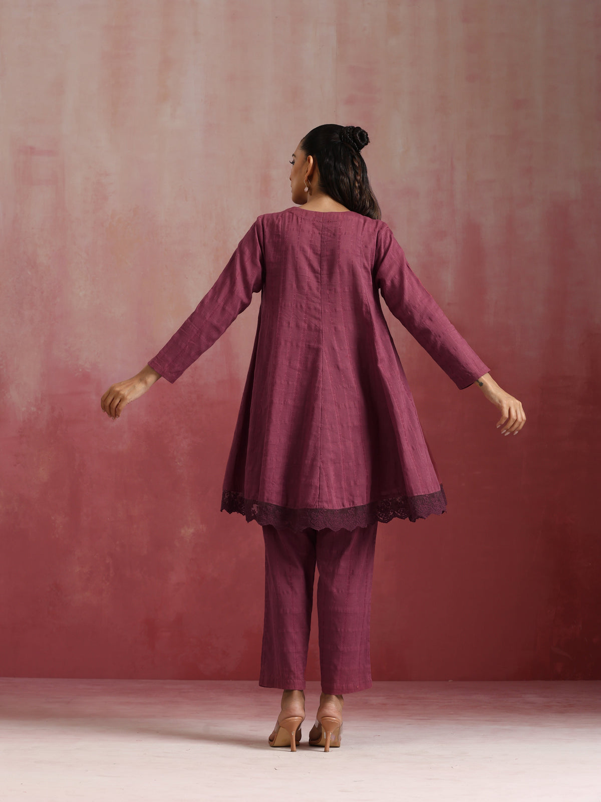 trueBrowns Mauve Cotton Dobby Co-ord set | Grocsy