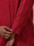 trueBrowns Maroon Cotton Linen Co-Ord Set | Grocsy